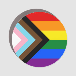 Progress Pride Flag Circle Car Magnet