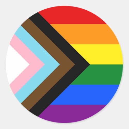 Progress Pride Flag Classic Round Sticker