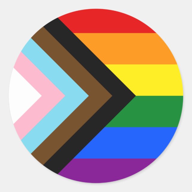 Progress Pride Flag Classic Round Sticker (Front)
