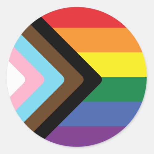 Progress Pride Flag Classic Round Sticker