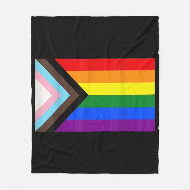 Progress Pride Flag LGBT T-Shirt Fleece Blanket (Front)