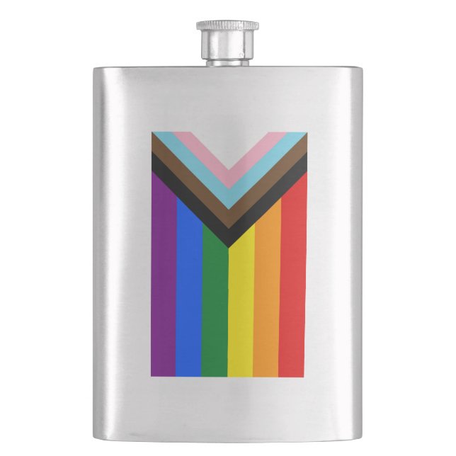Progress Pride Flag LGBTQ+ Flask (Front)