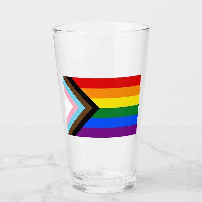 Progress Pride Flag LGBTQ+ Glass (Front)