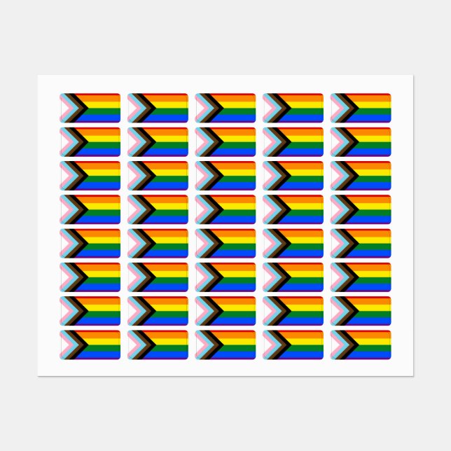 Progress Pride Flag LGBTQ+ Kids' Labels (Sheet)