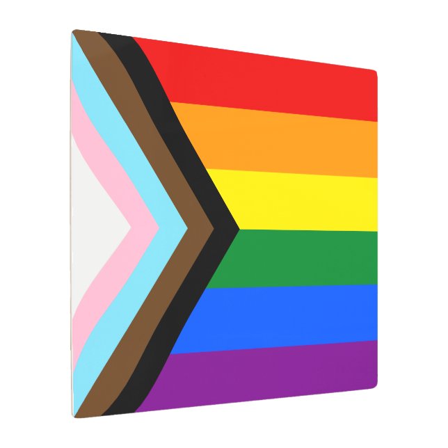 Progress Pride Flag LGBTQ+ Metal Print (Angled)