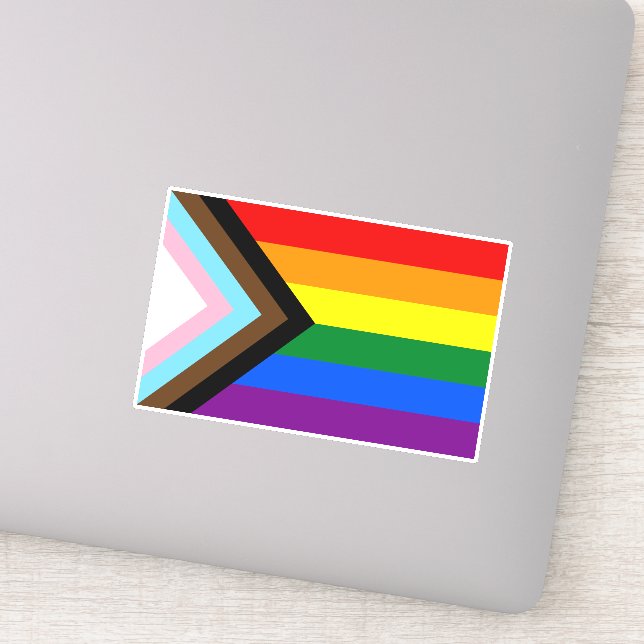 Progress Pride Flag LGBTQ+ Sticker (Detail)