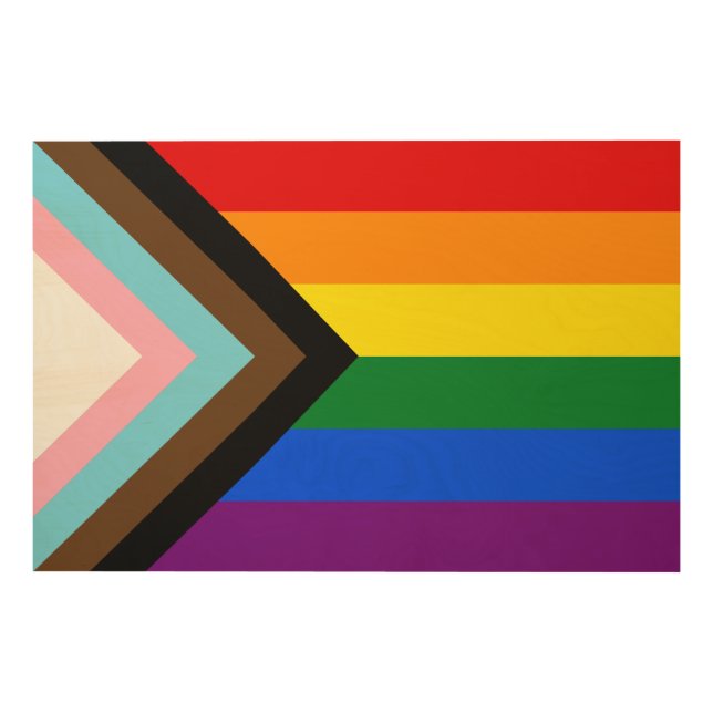 Progress Pride Flag LGBTQ+ Wood Wall Art (Front)