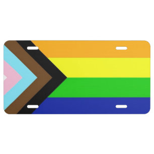 Progress Pride Flag License Plate