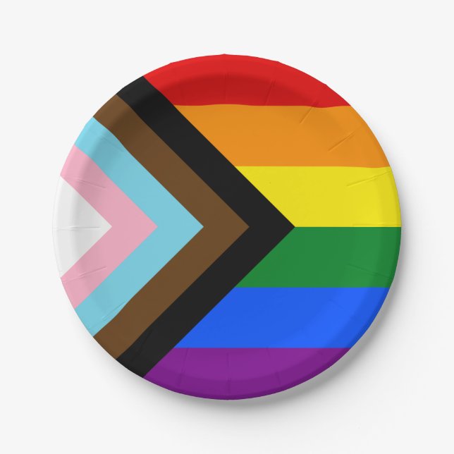 Progress Pride Flag Paper Plates (Front)