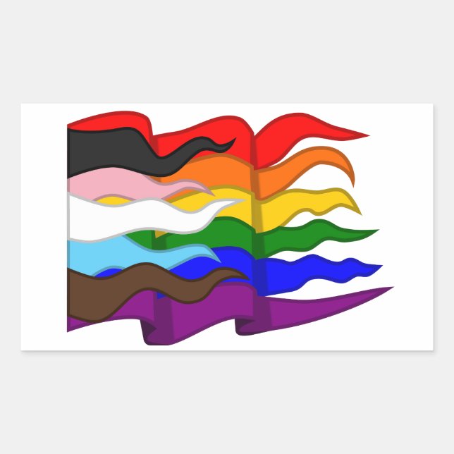 Progress Pride Flag Rectangular Sticker (Front)