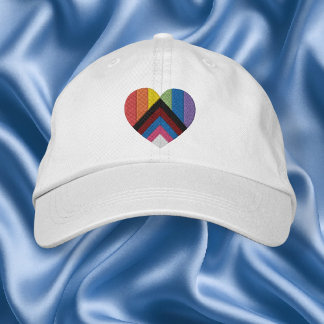 Progress Pride Heart  Embroidered Baseball Cap