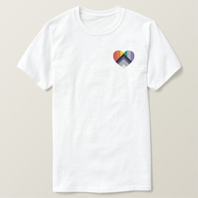 Progress Pride Heart  Embroidered T-Shirt (Design Front)