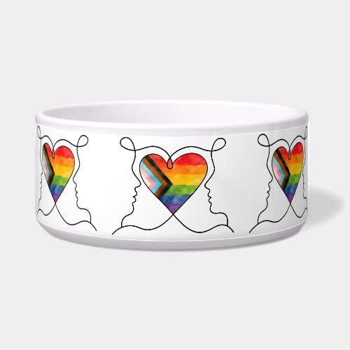 Progress Pride Heart Line Art Bowl