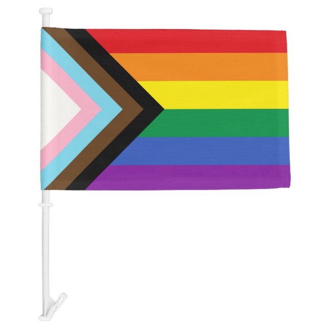 Progress Pride LGBT Gay Pride Car Flag (Front)