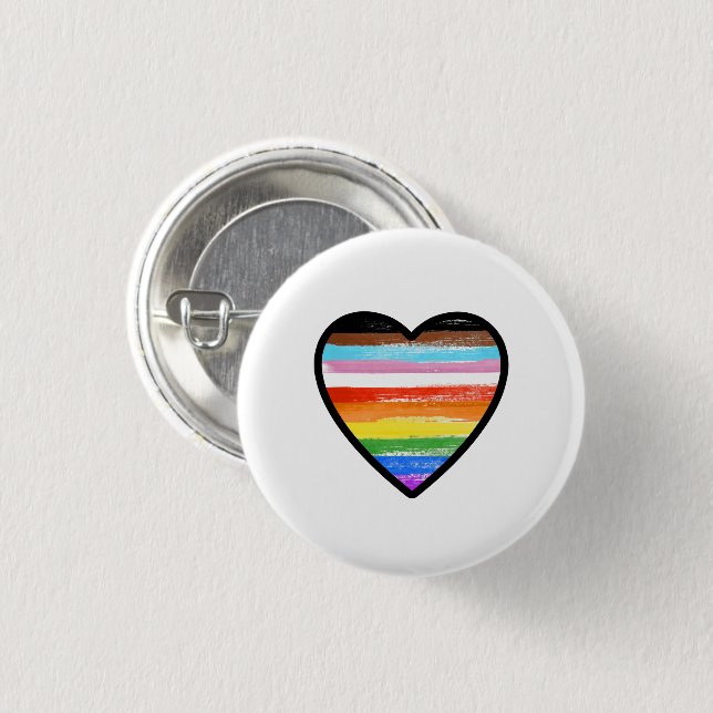 Progress Pride Painted Heart Button (Front & Back)