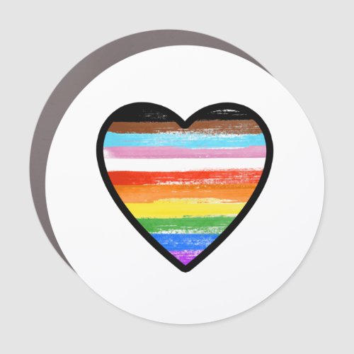Progress Pride Painted Heart Car Magnet