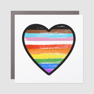 Progress Pride Painted Heart Car Magnet