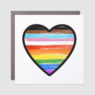 Progress Pride Painted Heart Car Magnet