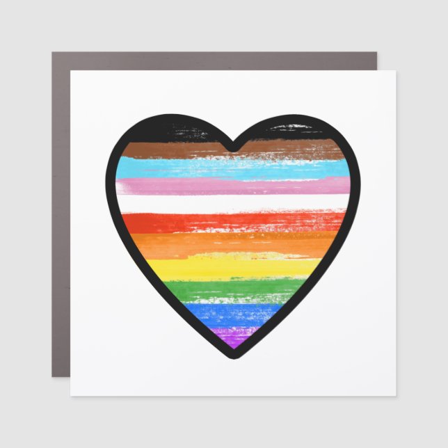 Progress Pride Painted Heart Car Magnet (Front)