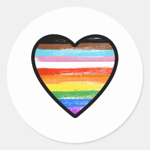 Progress Pride Painted Heart Classic Round Sticker