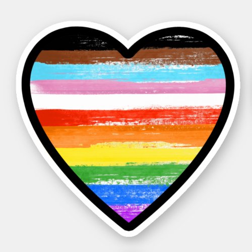 Progress Pride Painted Heart Sticker