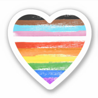 Progress Pride Painted Heart Sticker