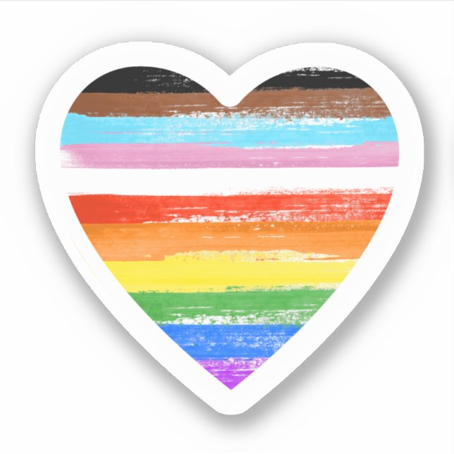 Progress Pride Painted Heart Sticker (Front)