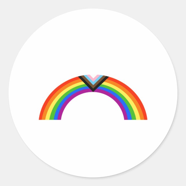 Progress Pride Rainbow Arch Classic Round Sticker (Front)