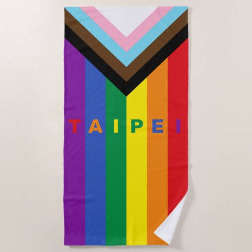 Progress Pride Rainbow Taipei Gay Taiwan Custom Beach Towel