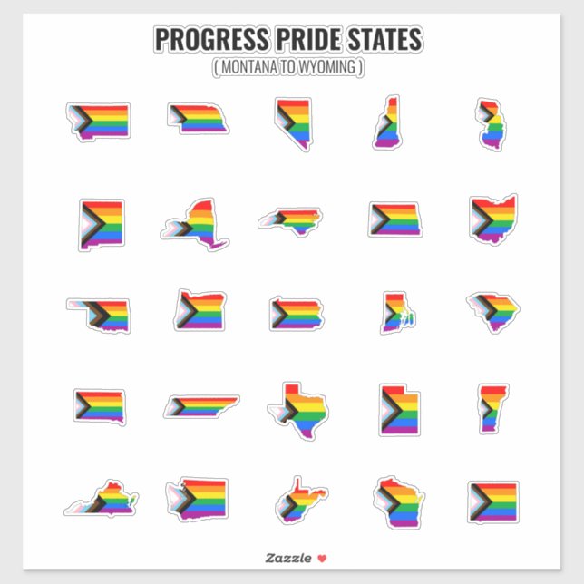 Progress Pride States (M-W)  Sticker (Sheet)