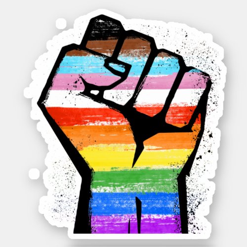 Progress Pride Striped Fist Sticker
