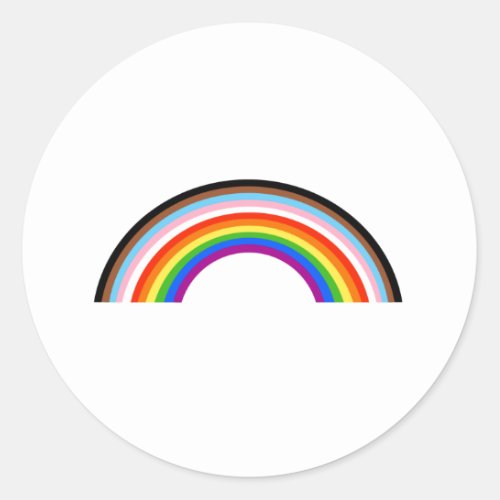 Progress Pride Striped Rainbow Arch Classic Round Sticker