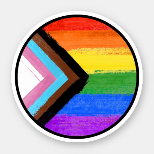 Progress Pride Stripes Painted Button Sticker