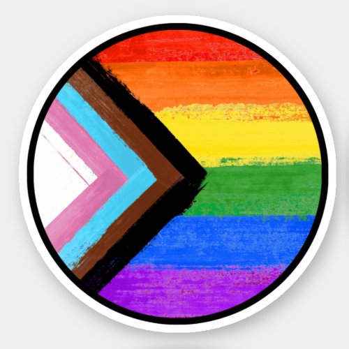 Progress Pride Stripes Painted Button Sticker