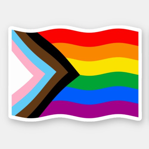 Progress Pride Waving Flag Sticker