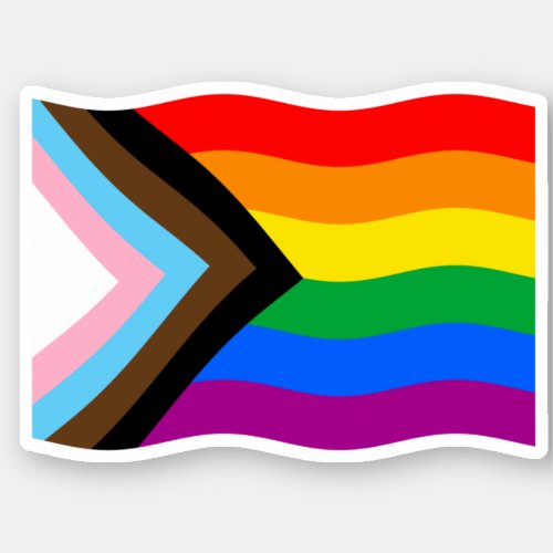 Progress Pride Waving Flag Sticker