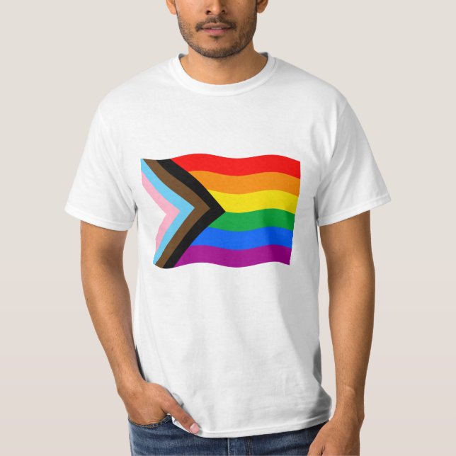 Progress Pride Waving Flag T-Shirt (Front)