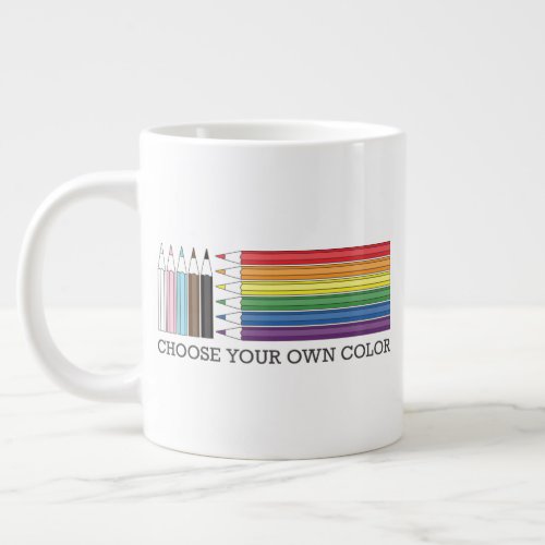 Progress Rainbow Flag Color Pencils LGBTQ Pride Giant Coffee Mug