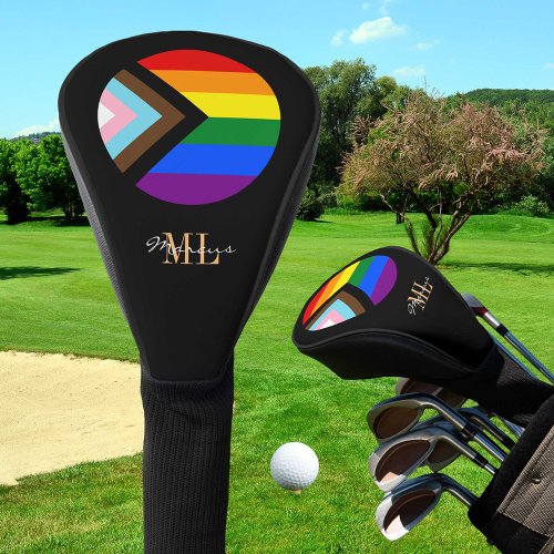 Progress Rainbow Flag golf monogrammed  LGBTQ Golf Head Cover