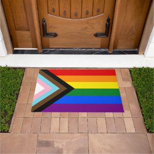 Progress Rainbow Flag house mat, Pride, LGBTQ Doormat