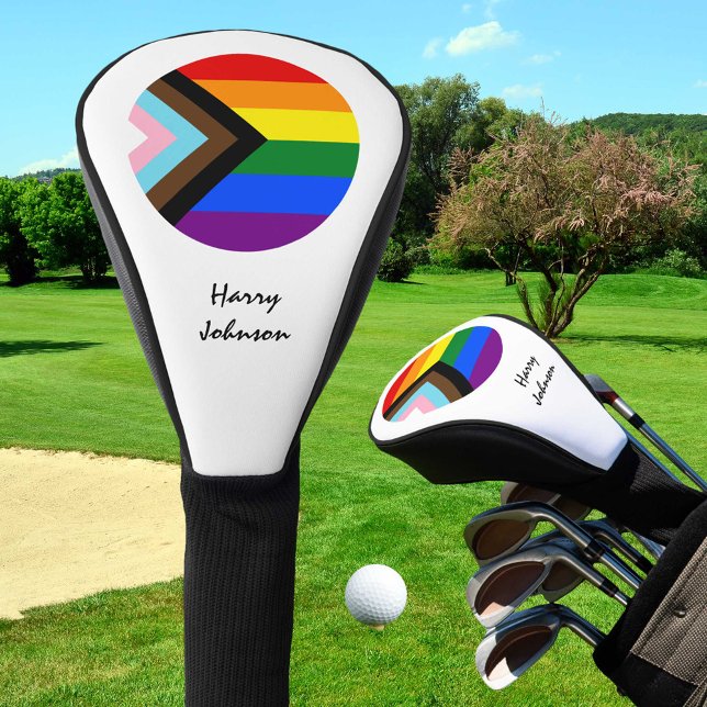 Progress Rainbow Flag & Pride, monogrammed / LGBTQ Golf Head Cover (Creator Uploaded)