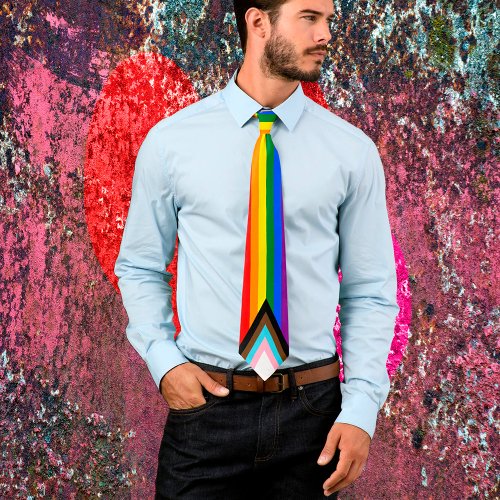 Progress Rainbow Flag  Pride Tie  LGBTQ