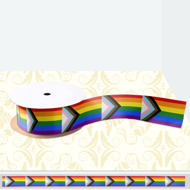 Progress Rainbow Flag ribbon, Pride flag & LGBTQ Satin Ribbon (Creator Uploaded)