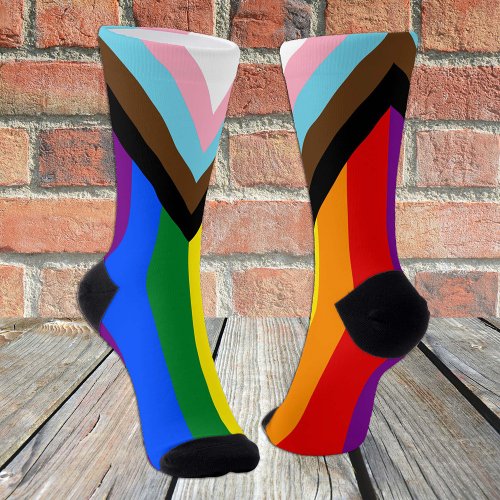 Progress Rainbow Flag Socks LGBTQ  Pride Socks