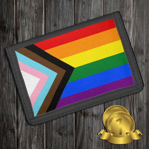 Progress Rainbow Flag wallet, LGBTQ / Rainbow Tri-fold Wallet