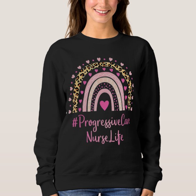 Progressive Care Nurse Nurse Leopard Print Boho Ra Sweatshirt (Front)