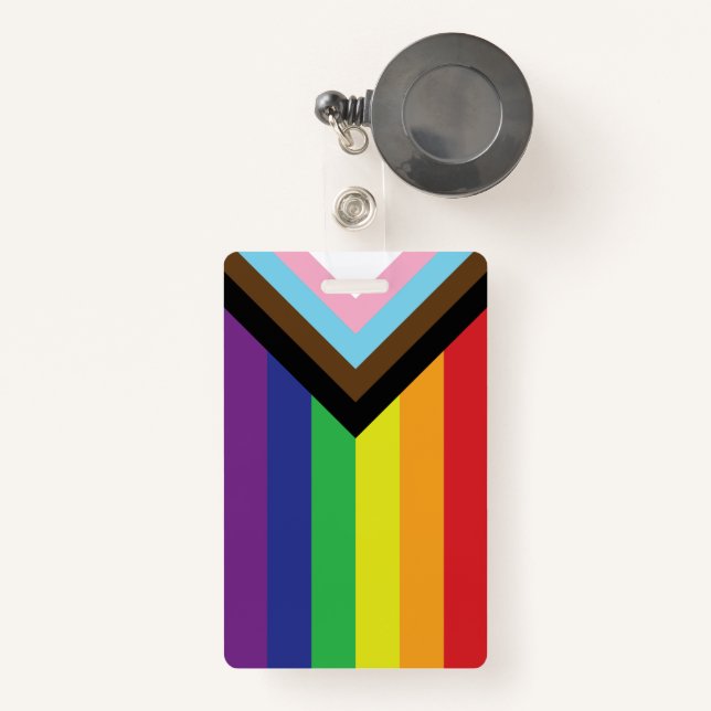 Progressive LGBTQIA Flag Badge (Front with Retractable)