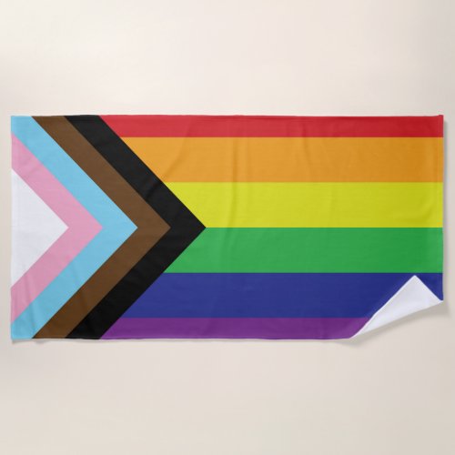 Progressive LGBTQIA Flag Beach Towel