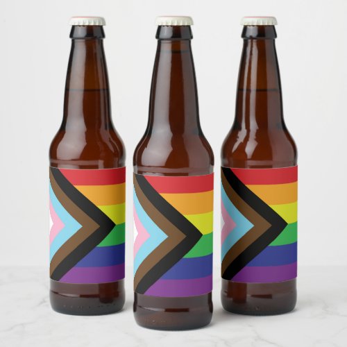 Progressive LGBTQIA Flag Beer Bottle Label