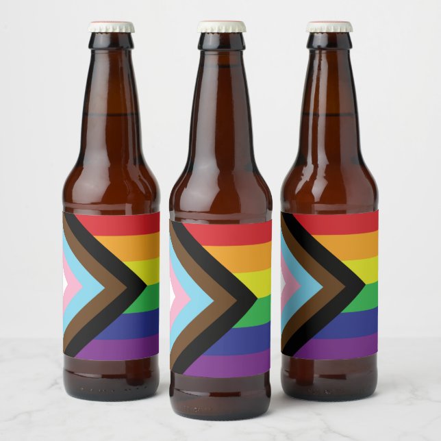 Progressive LGBTQIA Flag Beer Bottle Label (Bottles)
